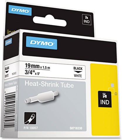 Cinta para DYMO RHINO 18057 - 3/4" X 19mm x 1.5m - Tubo termoretractil - Fondo Blanco Letras Negras