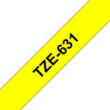 Brother TZE-631 - KZE-631 Cinta Fondo Amarillo Letras Negras - 12mm para Rotuladora Brother PT Series