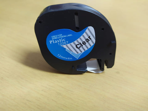 Cinta para Etiquetadora Dymo Letratag 1/2" x 4m Plastica Transparente