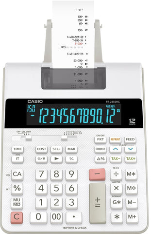 Calculadora con Wincha de mesa 12 digitos bicolor Casio FR-2650RC - Pantalla LCD