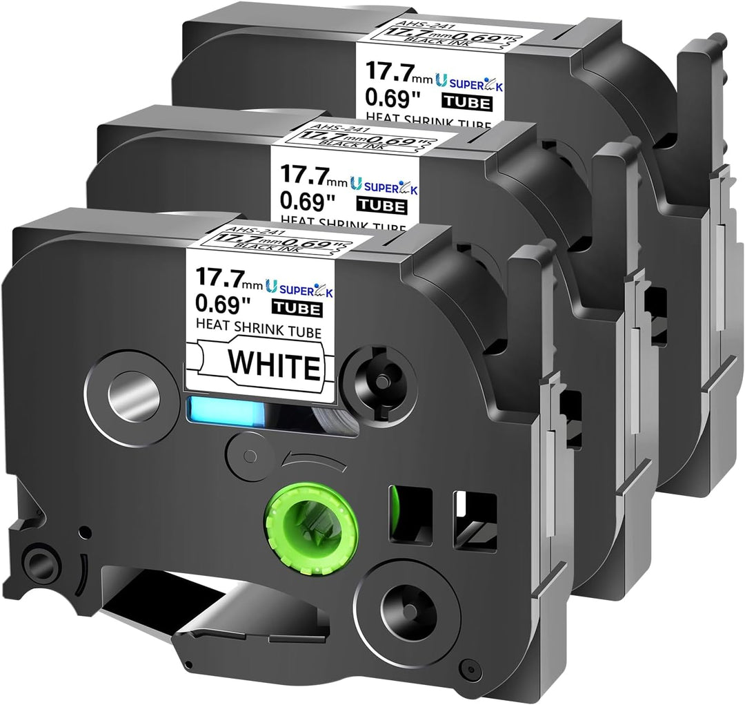 Cinta HSE-241 Termocontraible para Rotuladora Brother P-Touch 18mm Negro en Blanco PT-E300, PT-E550 Compatible NeoLabel