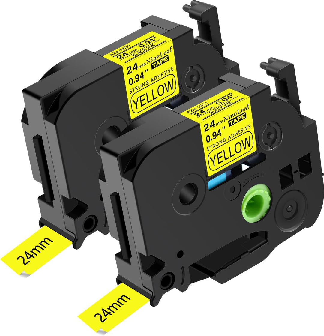 Cinta TZe-S651 Pegamento Industrial para Rotuladora Brother P-Touch 24mm Negro en Blanco PT-E550 Compatible NeoLabel