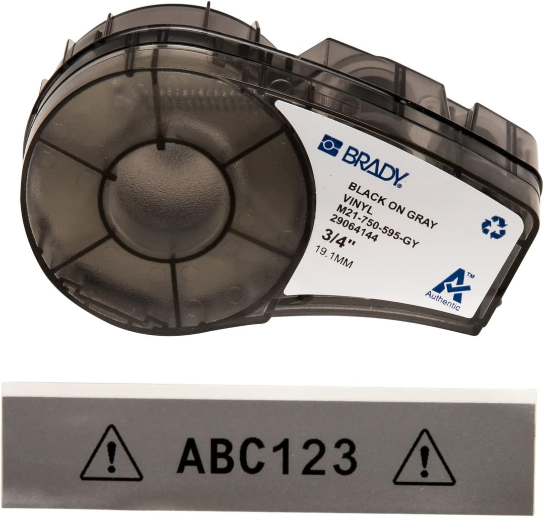 Cinta compatible M21-750-595-GY KZ-M21-750-595-GY 19.1mm Negro sobre Plomo Vinil para rotuladora Brady BMP21, M210, BMP41 - NeoLabel
