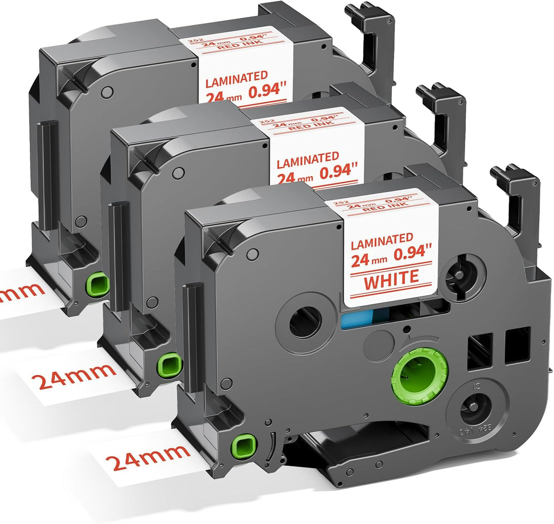 Cinta compatible Brother TZe-252 KZe-252 24mm rojo sobre blanco NeoLabel para rotuladora PT-E560BT PT-E550W