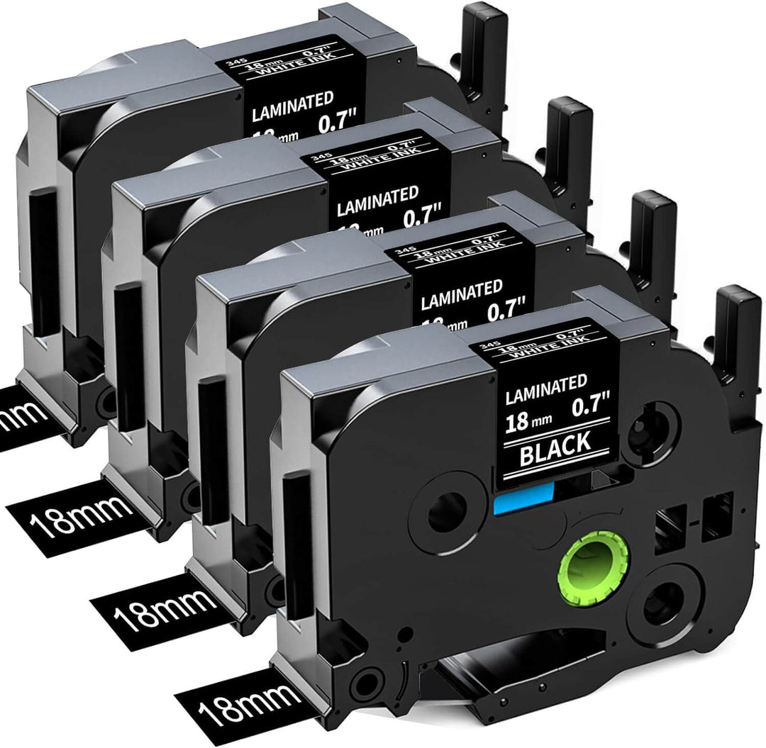 Cinta compatible TZE-345 KZE-345 18mm Blanco sobre Negro Plástico para rotuladora Brother PT-E550, PT-E560, PT-D600 - NeoLabel