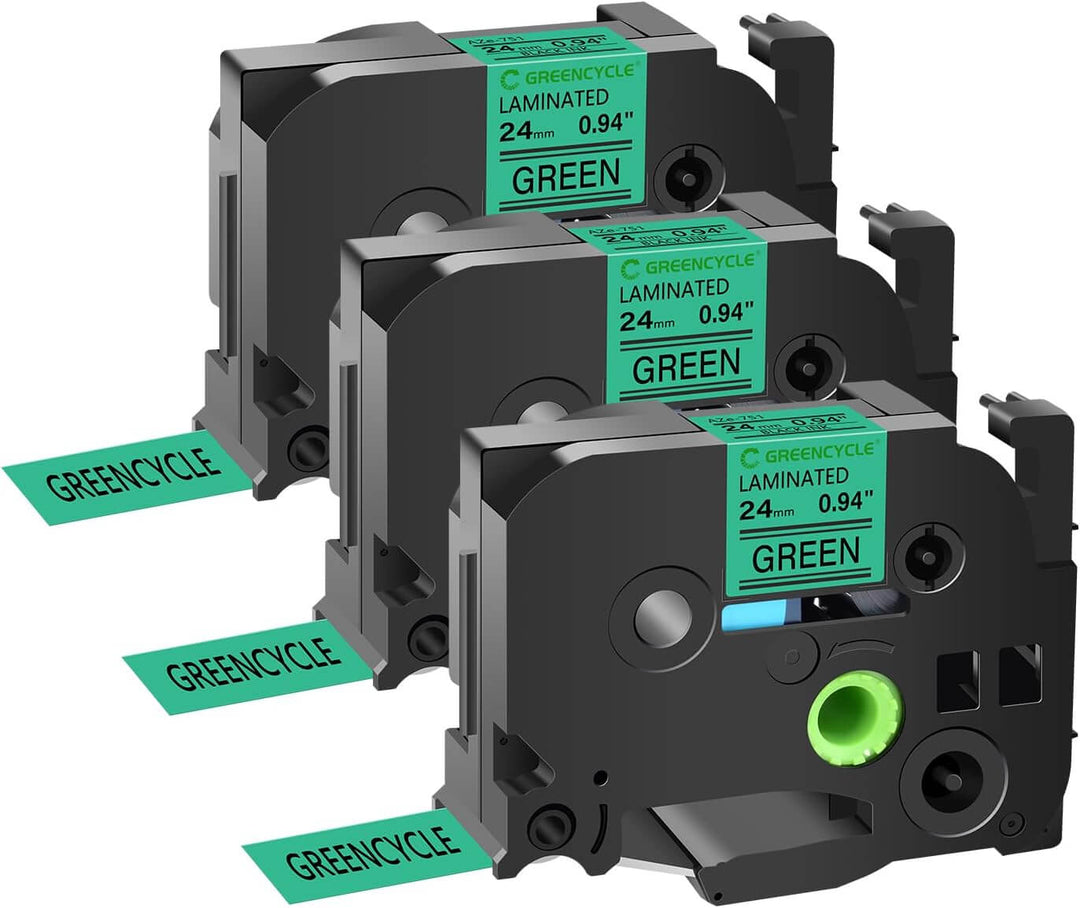 Cinta compatible TZE-751 KZE-751 24mm Negro sobre Verde Plástico para rotuladora Brother PT-E550, PT-E560, PT-D600, PT-P900W, PT-P950NW, PT-9700PC - NeoLabel