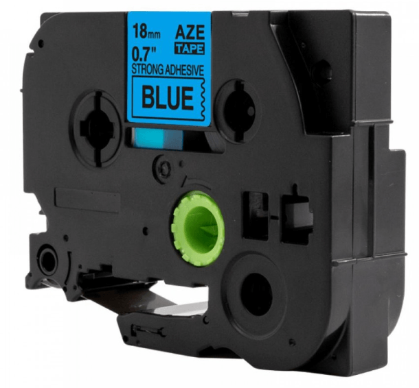 Cinta compatible TZE-S541 KZE-S541 18mm Negro sobre Azul Adhesivo Extra Fuerte Plástico para rotuladora Brother PT-E550, PT-E560, PT-D600 - NeoLabel