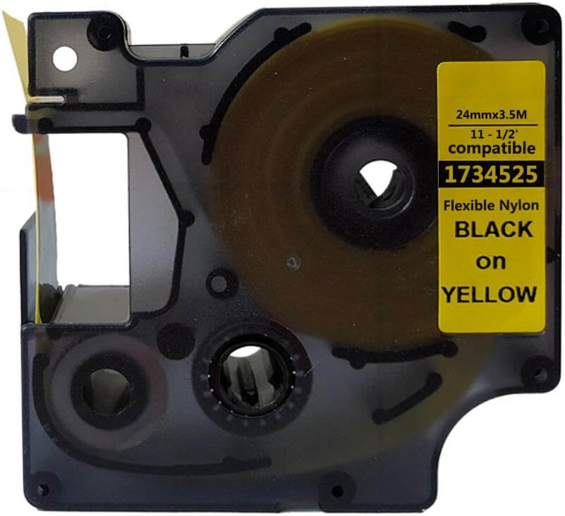 Cinta compatible 1734525 KZ-1734525 24mm Negro sobre Amarillo Nylon para etiquetadora Dymo Rhino - NeoLabel