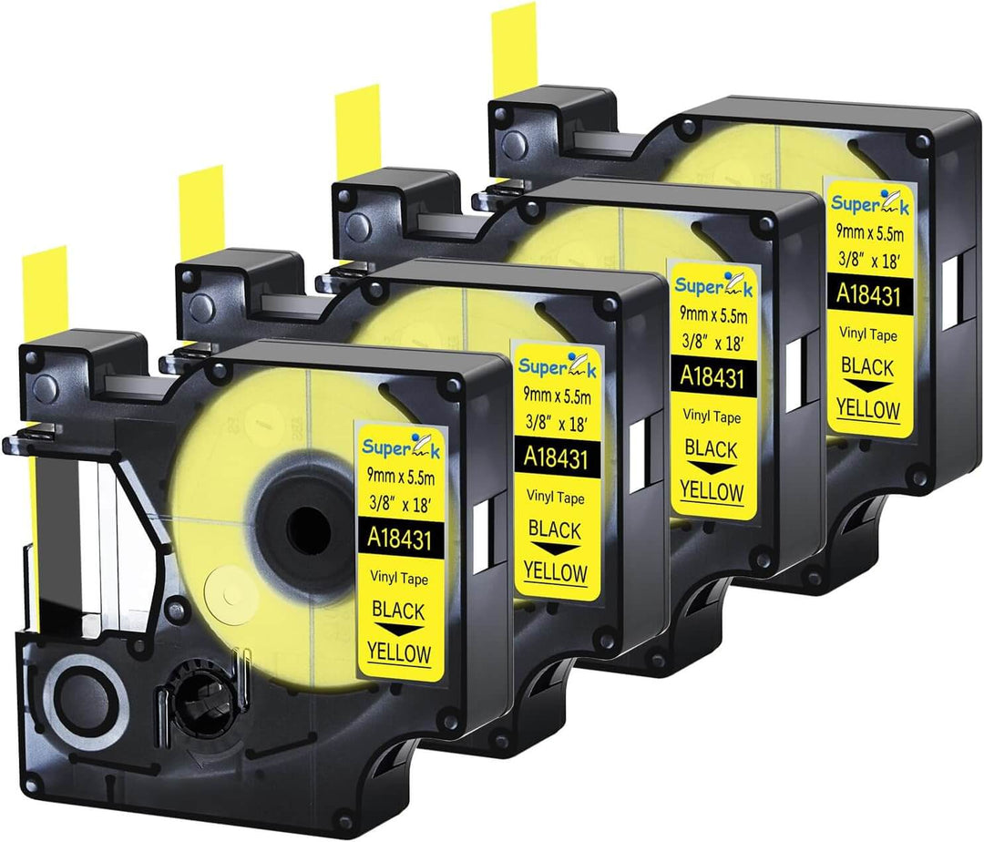Cinta compatible 18431 KZ-18431 9mm Negro sobre Amarillo Nylon para etiquetadora Dymo Rhino - NeoLabel