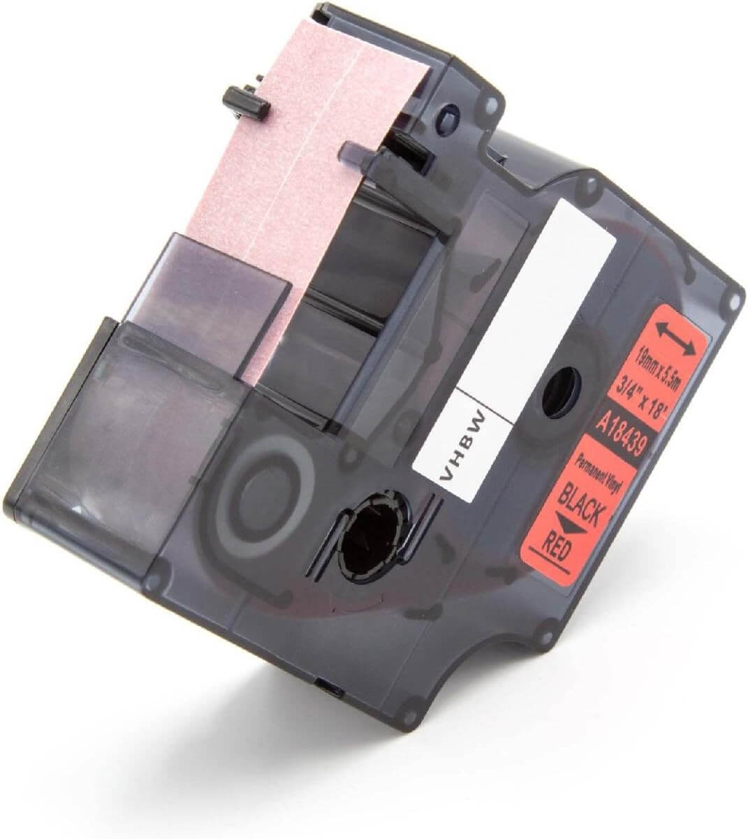 Cinta compatible 18439 KZ-18439 19mm Negro sobre Rojo Nylon para etiquetadora Dymo Rhino - NeoLabel