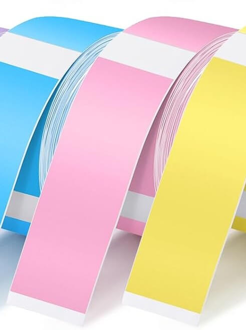 Etiqueta plástica plastificada D35 15x40mm Rosa Pastel rollo x 160 - NeoLabel