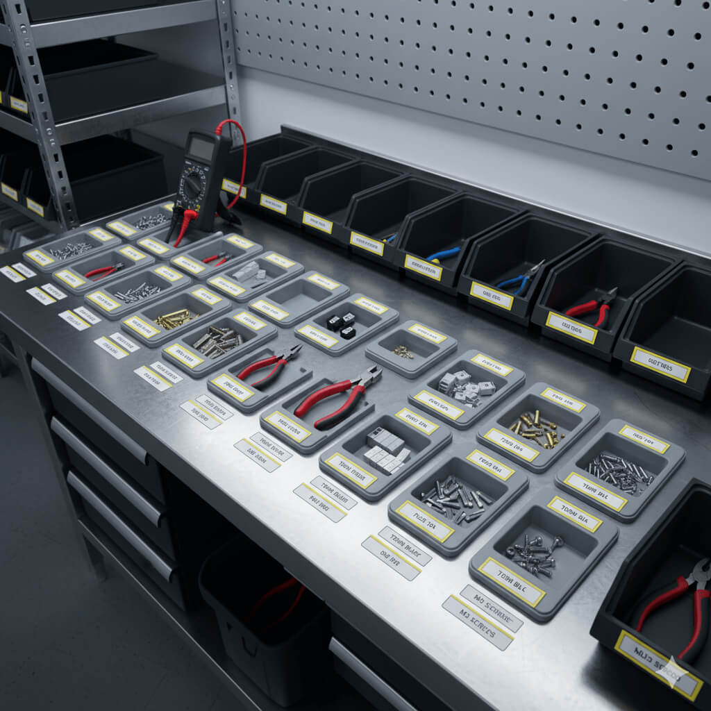 Etiquetado de herramientas y repuestos electricos
