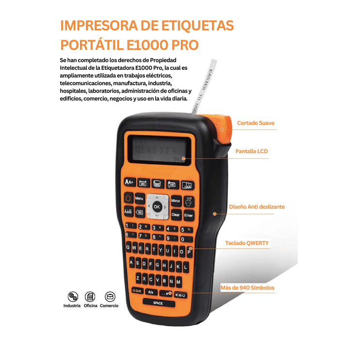 Etiquetadora Rotuladora Portatil Impresora Etiquetas E1000 Pro Cableado, Redes, Industrial Características