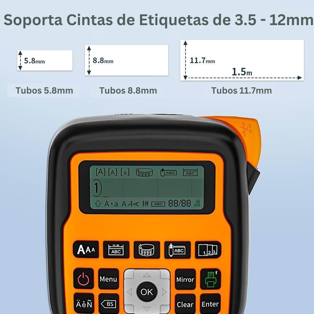 Etiquetadora Rotuladora Portatil Impresora Etiquetas E1000 Pro Cableado, Redes, Industrial Ancho Etiquetas