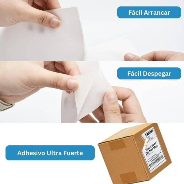 Etiquetas Adhesivas Termicas 100 x 150 mm Rollo x 350 Fácil Arrancar, Despegar, Adhesivo Ultra Fuerte