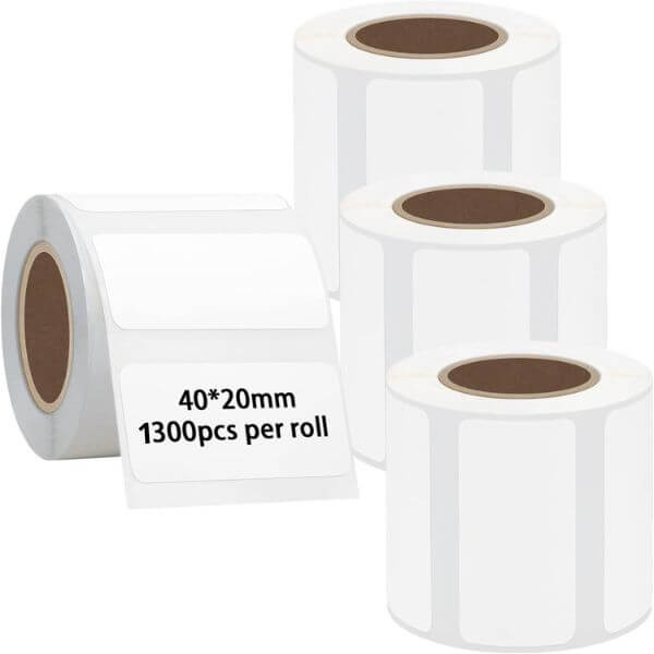 Etiquetas Adhesivas Termicas 40 x 20 mm Rollo x 1300 Codigo de Barras