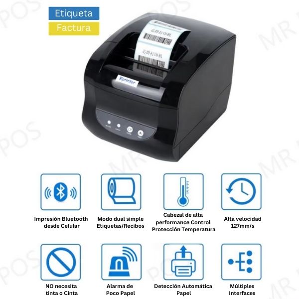 Impresora Térmica POS Dual Ticketera Factura Etiquetas 80mm Xprinter XP-365B Caracteristicas