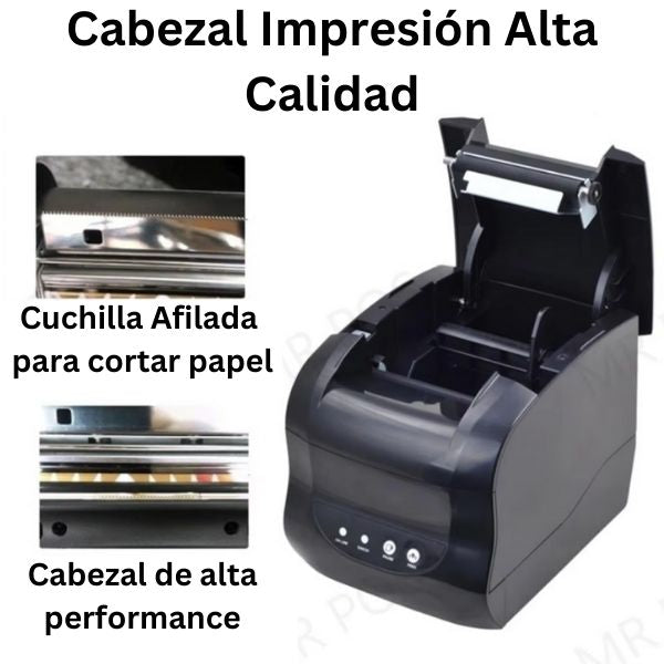Impresora Térmica POS Dual Ticketera Factura Etiquetas 80mm Xprinter XP-365B Cabezal Impresion Alta Calidad
