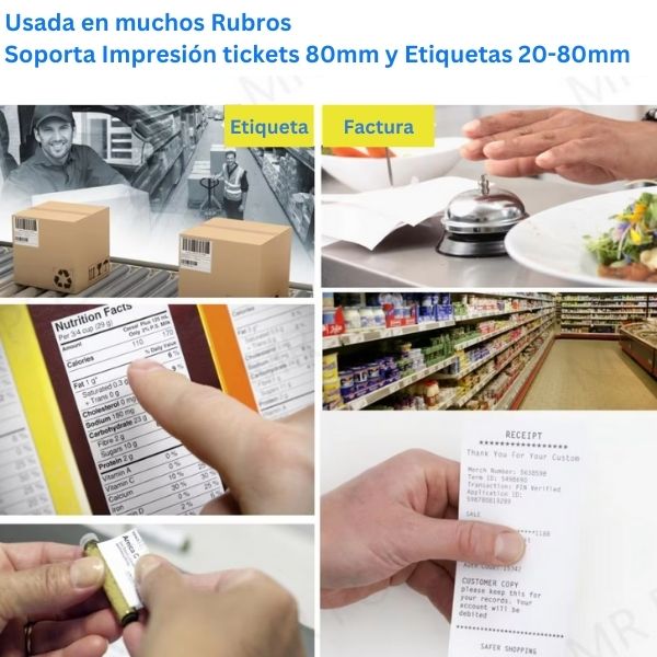 Impresora Térmica POS Dual Ticketera Factura Etiquetas 80mm Xprinter XP-365B Usos