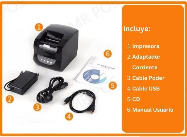 Impresora Térmica POS Dual Ticketera Factura Etiquetas 80mm Xprinter XP-365B Incluye