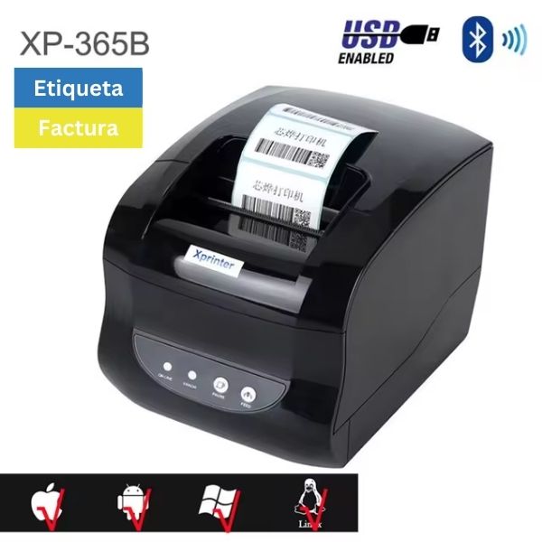 Impresora Térmica POS Dual Ticketera Factura Etiquetas 80mm Xprinter XP-365B USB, Bluetooth