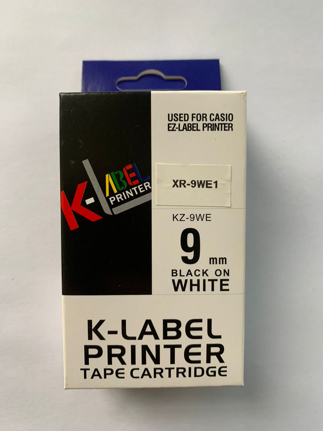 Cinta para Etiquetadora Casio Label it XR-9WE1- KZ-9WE Negro sobre Blanco 9mm