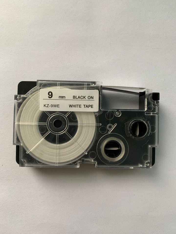 Cinta para Etiquetadora Casio Label it XR-9WE1- KZ-9WE Negro sobre Blanco 9mm