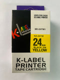 Casio XR-24YW1 - KZ-24YW Fondo Amarillo Letras Negras - 24mm para Rotuladora Casio Label It Series