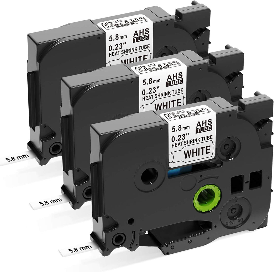 HSE-211 / HSC-211 6mm Termocontraíble Negro sobre Blanco | Cinta Compatible Brother P-Touch | NeoLabel