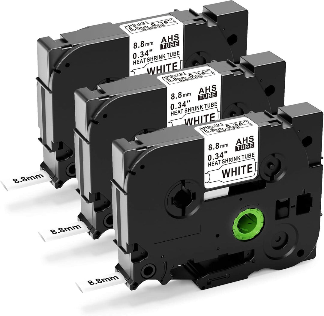 HSE-221 / HSC-221 9mm Termocontraíble Negro sobre Blanco | Cinta Compatible Brother P-Touch | NeoLabel
