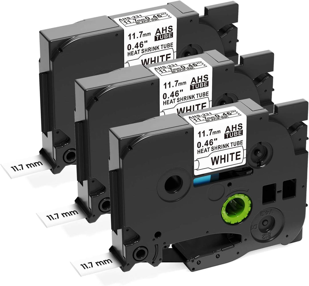 HSE-231 / HSC-231 12mm Termocontraíble Negro sobre Blanco | Cinta Compatible Brother P-Touch | NeoLabel