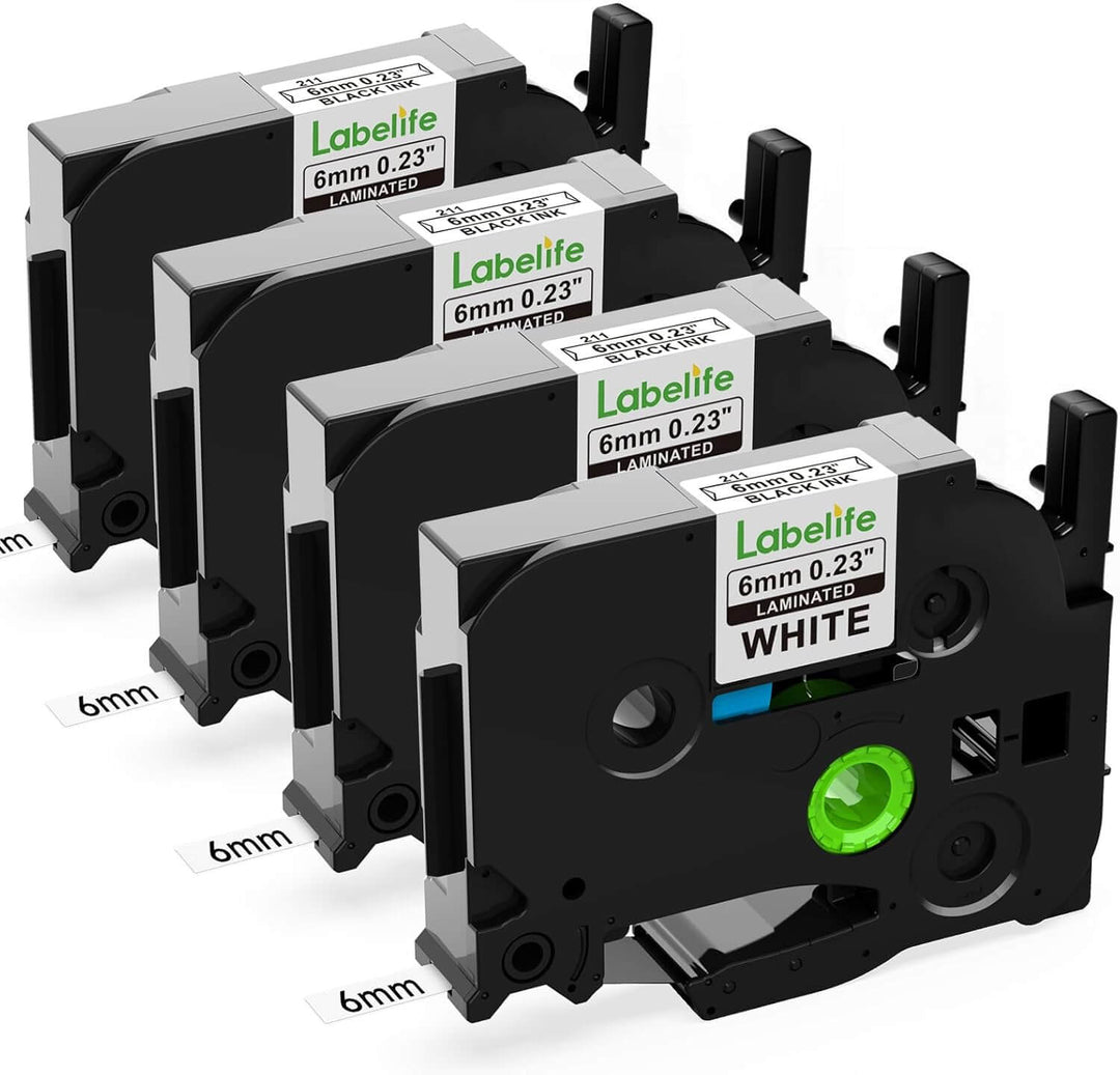 TZe-211 / KZe-211 6mm Negro sobre Blanco | Cinta Compatible Brother P-Touch | NeoLabel
