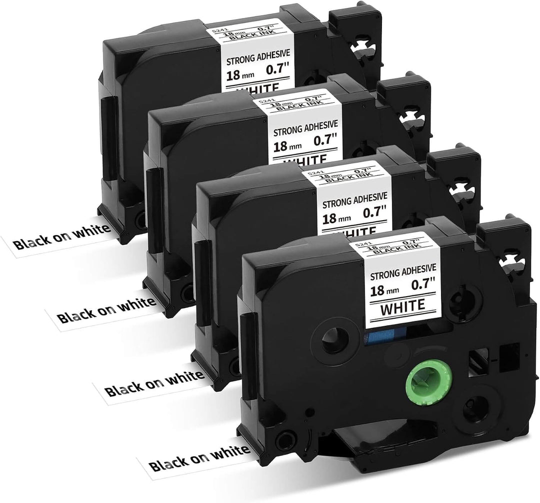 TZe-S241 / KZe-S241 18mm Pegamento Industrial Negro sobre Blanco | Cinta Compatible Brother P-Touch | NeoLabel