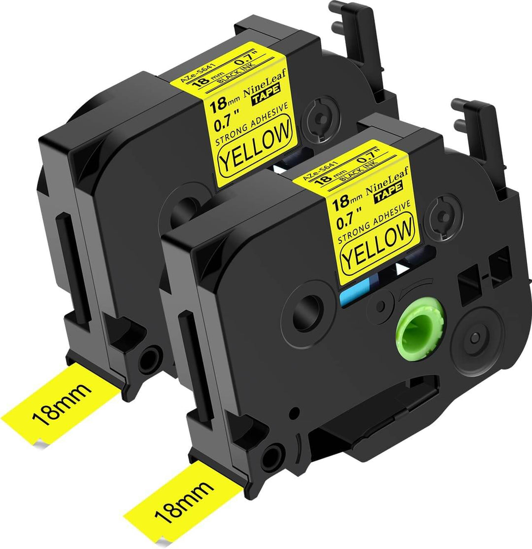 TZe-S641 / KZe-S641 18mm Pegamento Industrial Negro sobre Amarillo | Cinta Compatible Brother P-Touch | NeoLabel