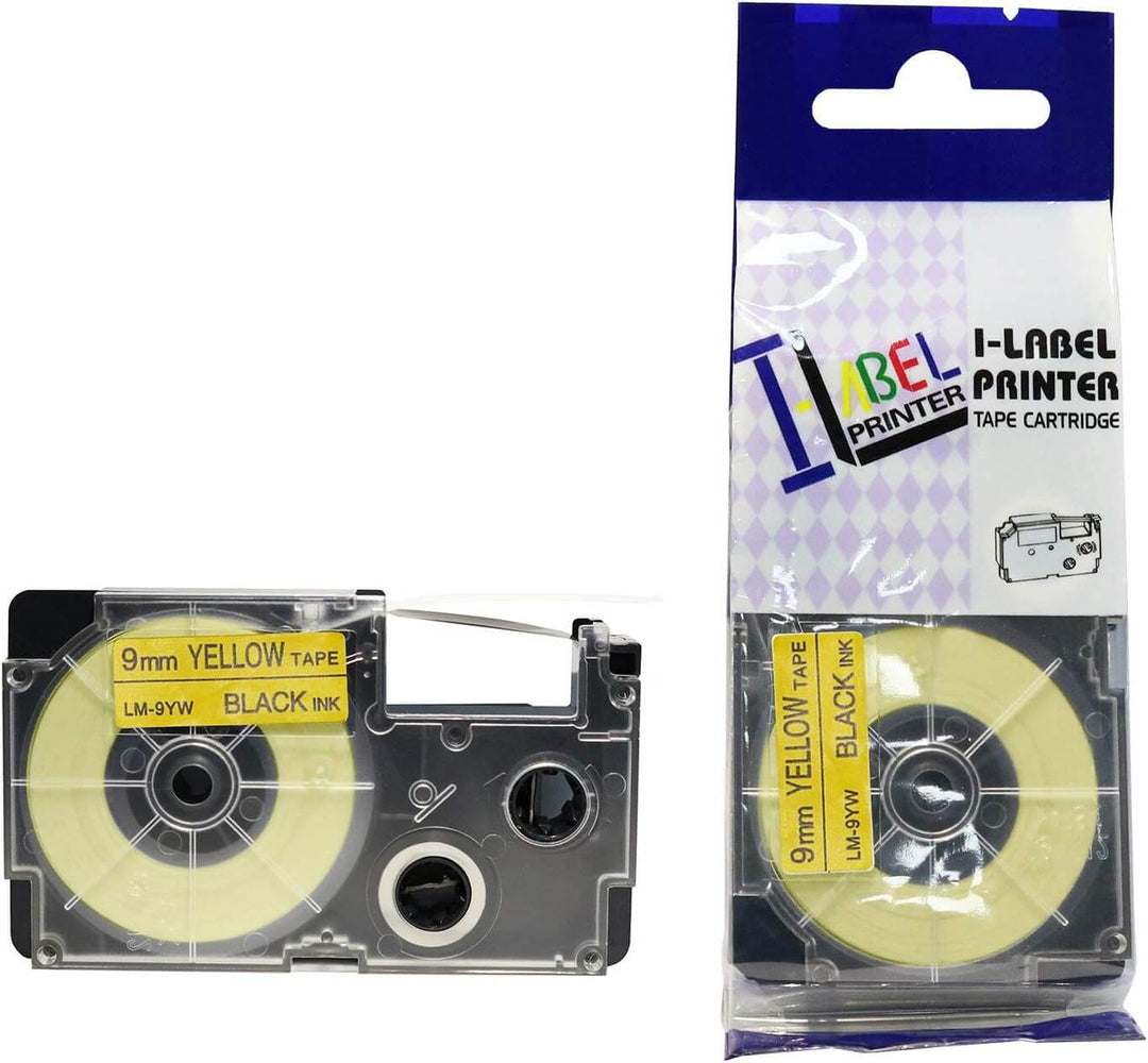 XR-9YW1 / KZ-9YW 9mm Negro sobre Amarillo | Cinta Compatible Casio KL-130 KL-820 | NeoLabel