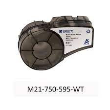 Cinta Compatible Brady M21-375-595-WT Vinil 9.5mm (3/8") Negro sobre Blanco | Rotuladora BMP21, BMP21-PLUS | NeoLabel