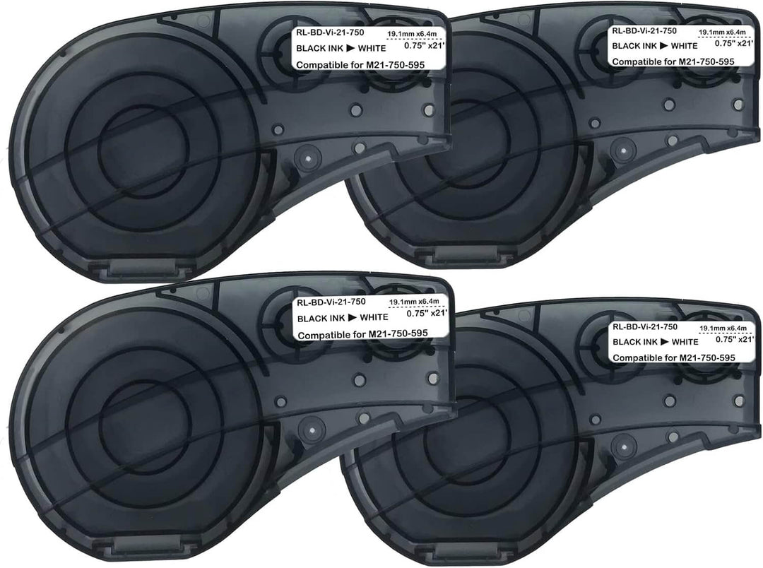 M21-750-595-WT / KZ-M21-750-595-WT 19.1mm (3/4") Negro sobre Blanco Vinil | Cinta Compatible Brady BMP21 | NeoLabel