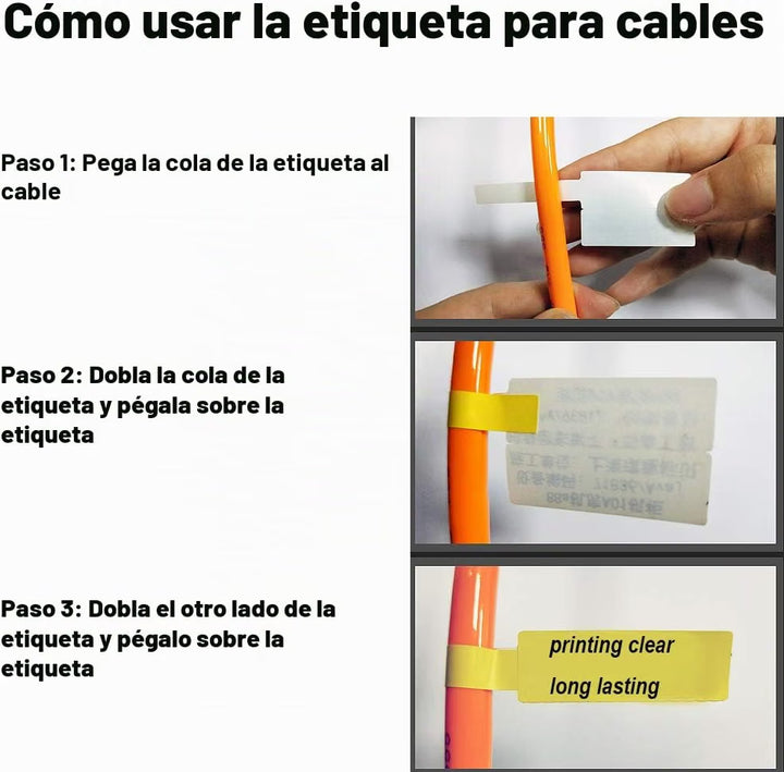 Etiqueta Plástica D35 para Cable 12.5 x 74 + 35mm Blanco Rollo x 65 | NeoLabel Aplicacion Etiqueta
