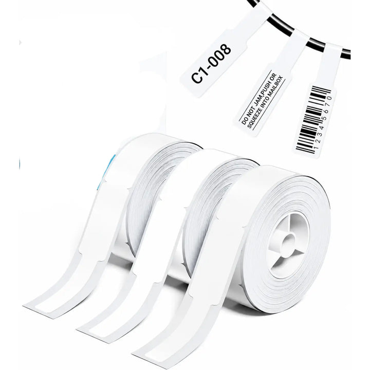 Etiqueta Plástica D35 para Cable 12.5 x 74 + 35mm Blanco Rollo x 65 | NeoLabel Pack x3