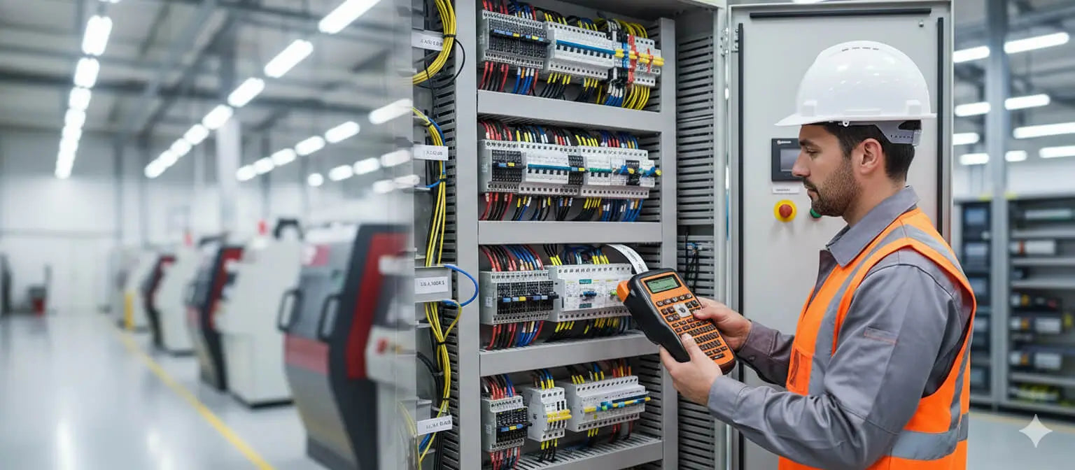Técnico Etiquetando Tableros Eléctricos con NeoLabel Pro E1000