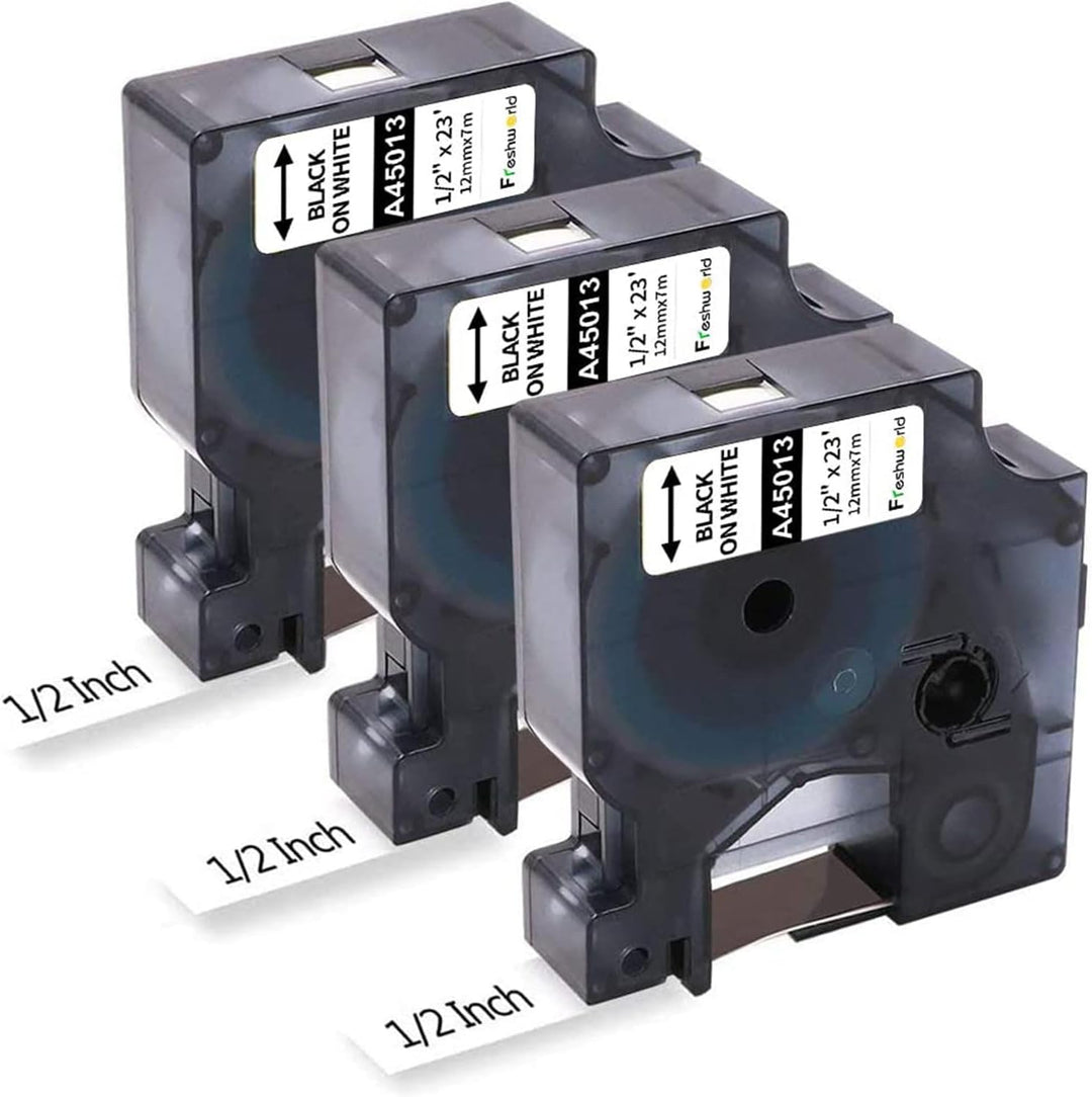 Cinta D1 compatible 45013 KZ-45013 12mm Negro sobre Blanco 7m para Dymo LabelManager - NeoLabel