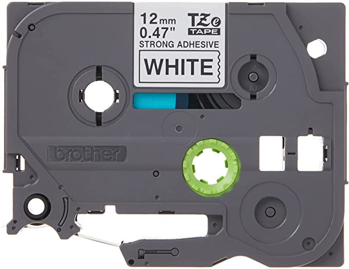 Brother TZE-S231 - KZE-S231 - Cinta Fondo Blanco Letras Negras Pegamento Ind. - 12mm para Rotuladora Brother