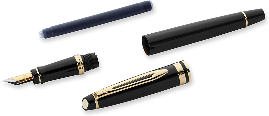 Pluma Fuente Waterman Expert Paris Laca Negra Brillante GT Con Detalles Enchados En Oro 23KT