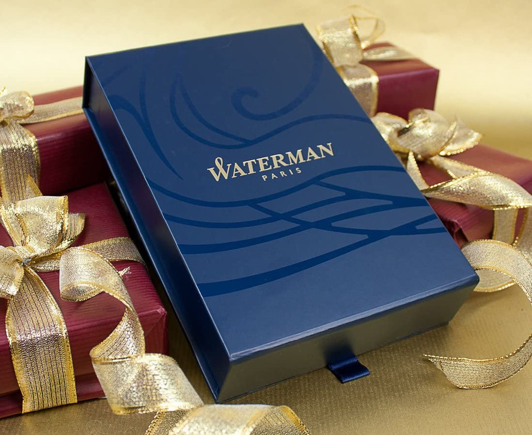Set Pluma Fuente Y Lapicero Waterman Expert Paris Laca Negra Brillante GT Con Detalles Enchapados En Oro 23KT