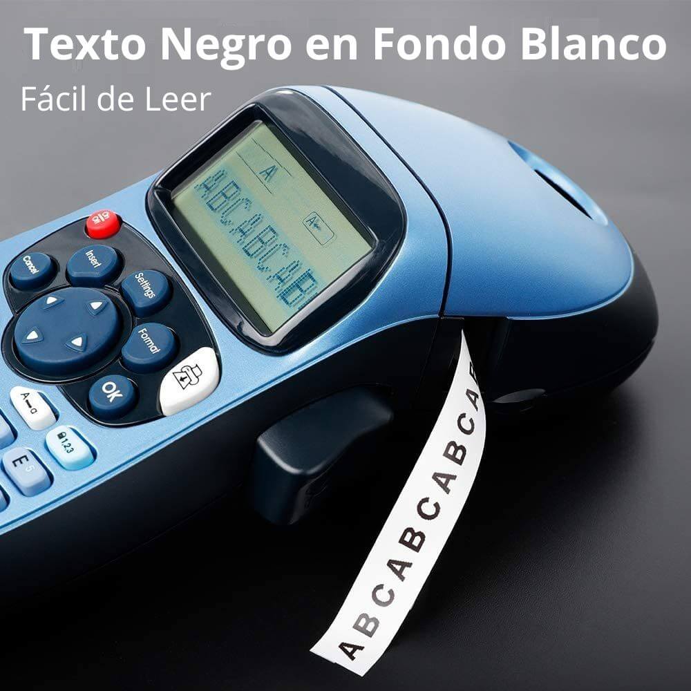 Cinta Etiquetadora Rotuladora Dymo LT LetraTag 12mm x 4m Plástica Blanca 91331 texto negro en fondo blanco