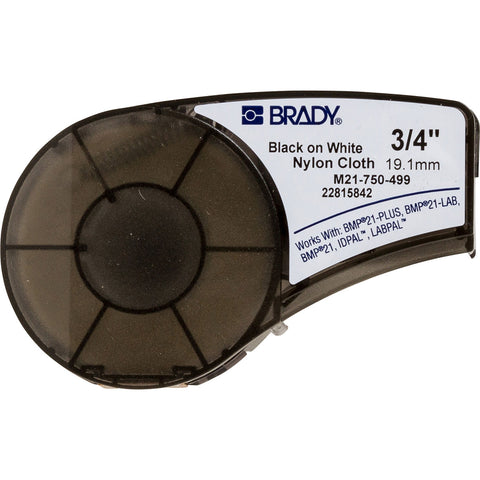 Cinta de Nylon para Etiquetadora Brady Negro sobre Blanco 3/4" (19mm) x 6.5m M21-750-499 Cartucho