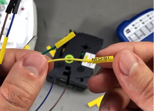 Cinta para DYMO RHINO 18055 - 1/2" x 1.5m - Tubo termoretractil Fondo Blanco Letras Negras