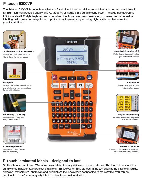 Etiquetadora Brother Industrial PT-E300VP aplicaciones