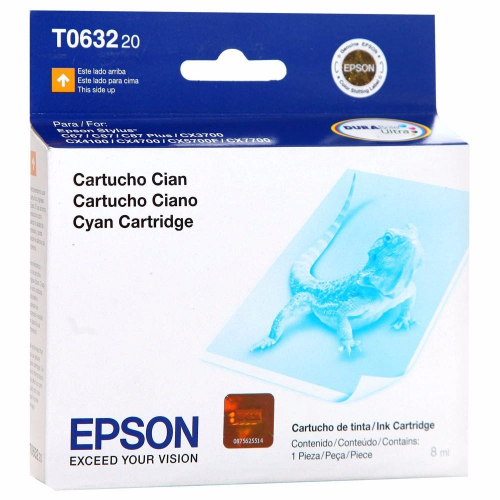 Cartucho de Tinta Epson Original T063220-AL Cian Impresoras Epson compatibles: C67, 87, 87+, CX3700, CX4100, CX4700, CX7700, CX5700F