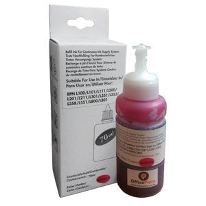 Tinta Epson Continua Compatible T664320-AL Magenta 70ml en botella Impresoras Epson compatibles: Ecotank L210, L220, L310, L355, L365, L375, L380, L395, L455, L475, L495, L555, L565, L575, L656, L1300, L1455